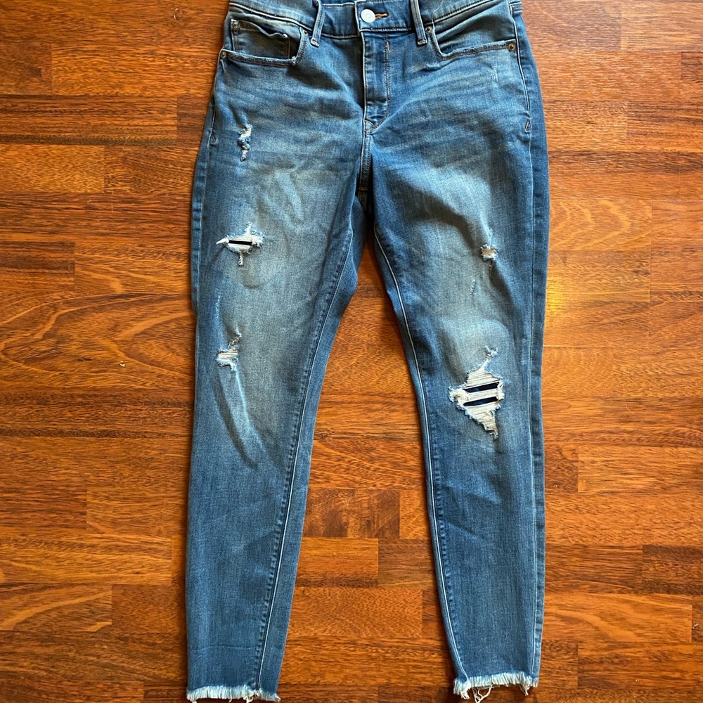 Express Denim perfect ankle legging mid rise distressed raw hem size 6 regular